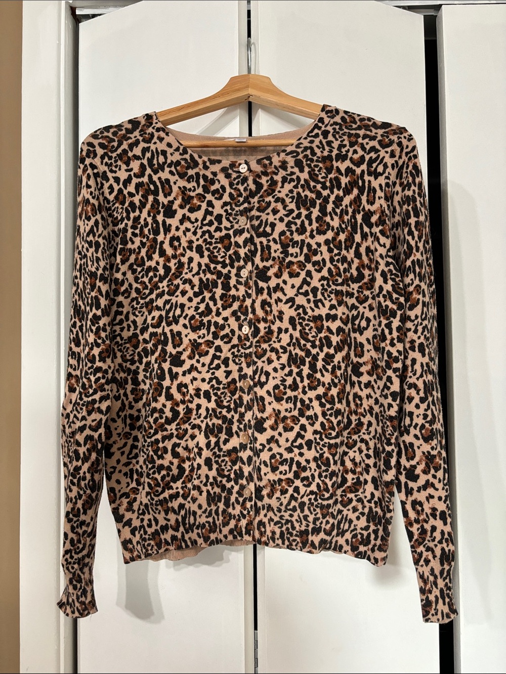 Time and tru Leopard Print Button-Front Cardigan